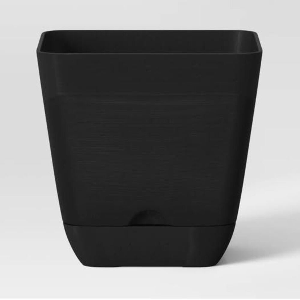 Set of 4- Square Self Watering Indoor Outdoor Planter Pot 6” x 6” Black